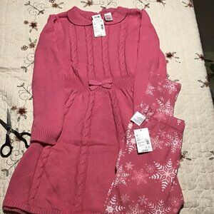 New Gymboree Girl's Size 12 Cable Knit Sweater Dress w/Coordinating Leggings
